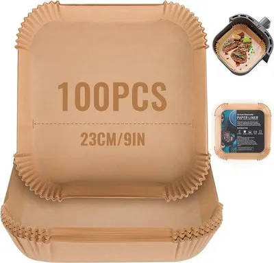 Image de Feuille de papier sulfurisé jetable carrée de 23 cm pour accessoires d'Airfryer