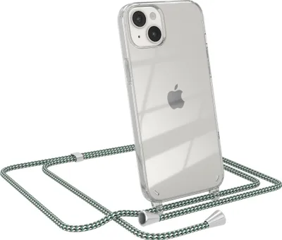 Produktbild von EAZY CASE Handykette kompatibel mit Apple iPhone 14 Plus, Handyhülle mit Umhängeband, Handykordel, Schutzhülle Clear, Band in Grün