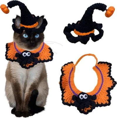 Produktbild von Famanu Halloween Kostüm für Katzen und kleine Hunde - Niedliche Katzenmütze und Halsband Set