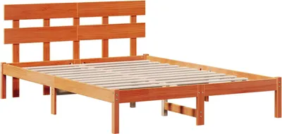 Produktbild von vidaXL Bettgestell mit Kopfteil Braun 160 x 200 cm Massivholz Kiefer