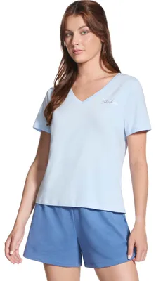 Immagine prodotto di Skechers Signature T-shirt con scollo a V TP167-SWBL, T-shirt, donna, blu