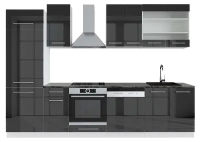 Image de Cuisine Vicco Fame-Line Anthracite brillant/blanc 300cm , PT Anthracite, Model 42172