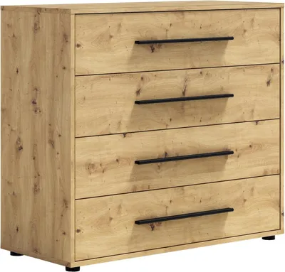 Produktbild von BETTSO Kompakte Kommode MAXIVO mit Schubladen und stilvollen Griffen für das Schlafzimmer Eiche artisan