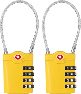 Image de ZHEGE TSA Serrure à bagages 2 pièces 4 chiffres jaune