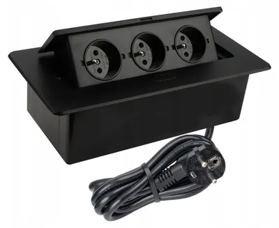 Produktbild von Design Light KOMBI BOX Einbau-Steckdose 3-fach 3m Kabel Schwarz