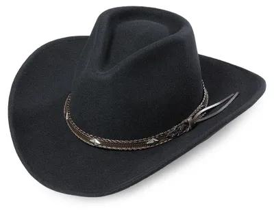 Stars & Stripes Western Cowboy-Filzhut Dallas Kunstlederband in schwarz