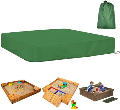 Zdjęcie produktu dla Pokrywa do piaskownicy, wodoodporna, 155 x 155 cm, wykonana z tkaniny Oxford 210D, przeznaczona do użytku na zewnątrz