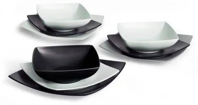 Image de Excelsa Set de vaisselle 18 pièces Eclipse Céramique Blanc Et Noir