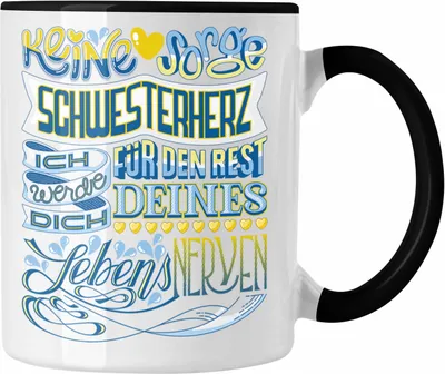 Produktbild von Trendation - Beste Schwester Tasse Geschenk von Schwester an Schwester Lieblingsschwester von Bruder Geschenkidee (Schwarz)