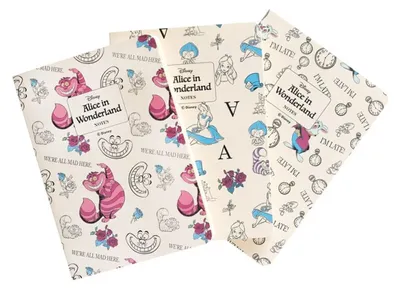 Productafbeelding van Grupo Erik Alice in Wonderland Disney, A6 notitieboekje, 3 stuks, meerkleurig. Meerkleurig, one size