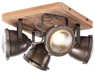 Produktbild von BRILLIANT Spotplatte, 4-flammig Carmen Wood braun IP20 GU10 5 Watt dimmbar g. f. LED-Leuchtmittel