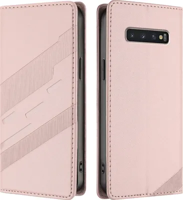 Produktbild von Hülle für Samsung Galaxy S10+, Kunstleder Brieftaschen Handyhülle mit Kartenfach und Standfunktion Pink