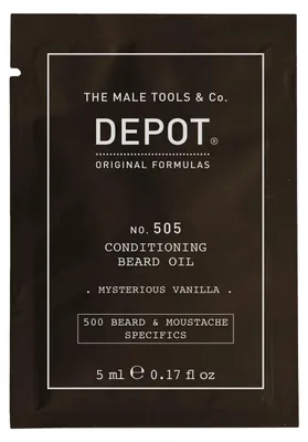 Zdjęcie produktu dla Depot 500, Specjalistyczny olejek do brody i wąsów, nr 505, "Sekret Wanilii", witamina E, dla blasku i miękkości, 5 ml