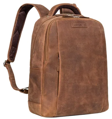 Image de Sac à dos en cuir avec compartiment pour ordinateur portable jusqu'à 13,3 pouces, pour femmes et hommes