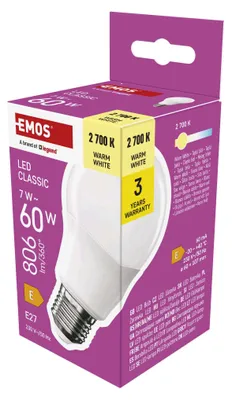 LED žárovka Classic A60 / E27 / 7 W (60 W) / 806 lm / teplá bílá