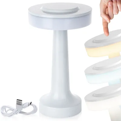Obrázek produktu pro LED stolní lampa bílá bezdrátová 3 režimy svícení 21 cm