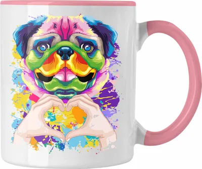 Produktbild von Trendation - Mops Besitzer Farbe Love Tasse Geschenk Lustiger Spruch Geschenkidee Mops Besitzerin (Rosa)