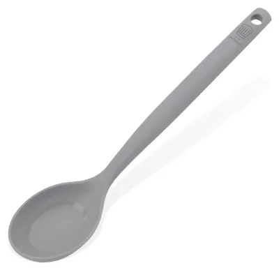 Produktbild von Chefkoch trifft Fackelmann Premium Servierlöffel mit Messskala aus Platin Silikon, Hitzebeständig bis 230°C, Dunkelgrau