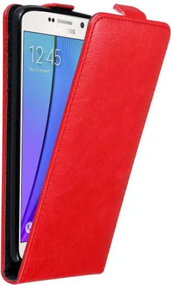 Produktbild von Cadorabo Hülle für Samsung Galaxy NOTE 5 Schutz Hülle in Rot Flip Etui Handyhülle Case Cover