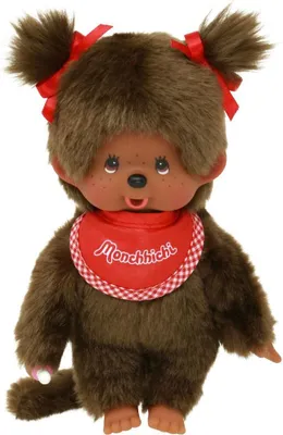 Obrázok produktu pre Dievčenské farby | 20 cm | Bábika Monchhichi | s originálnym červeným náprsenkovým nohavičkovým pásom
