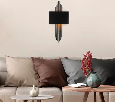 Produktbild von Opviq, Moderne Wandleuchte aus Metall, Schwarz, 75 x 10 x 22 cm | E27 Fassung, max. 40 W, IP20 | Inklusive Montageanleitung | Stilvolles, abstraktes Design für jeden Raum.