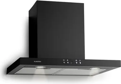Produktbild von Klarstein Limelight Dunstabzugshaube - Edelstahl Wandhaube, Abzugshaube mit 3 Leistungsstufen, 600 m³/h, Digitalanzeige, LED-Beleuchtung, 64 dB, 60 cm Breite, schwarz