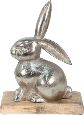 Produktbild von Clayre & Eef Figur Kaninchen 21x11x28 cm Silberfarbig Aluminium