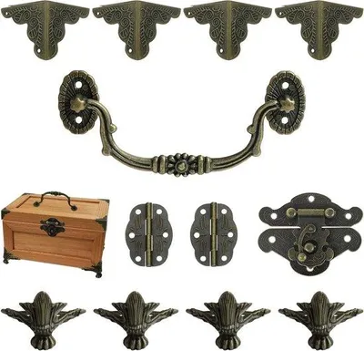 Produktbild von Alte Holzschmuckboxen mit Handgriffbeschutzern - DIY Holzschmuckkästchen - Dekorativ - Füße nicht enthalten