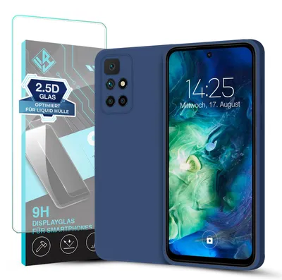 Produktbild von Hülle für Xiaomi Redmi 10 mit 9H Displayglas Displayschutz Case Cover Bumper Smartphone Softgrip Schutzhülle Farbe: Blau