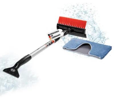 Produktbild von Heyner® All Scheibenreiniger 4‑in‑1 mit Bürste, Eiskratzer, 20 cm Wischer und Teleskopstiel 56–82 cm – inkl. Mikrofaser-Abdeckung für Pkw und Transporter