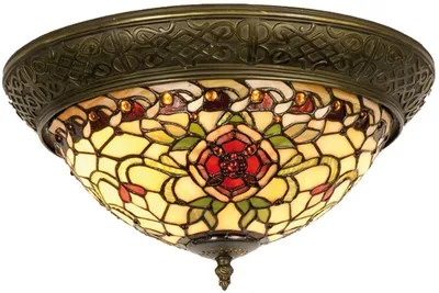 Produktbild von Clayre & Eef Deckenlampe Tiffany Ø 38x19 cm Rot Grün Glas Rose