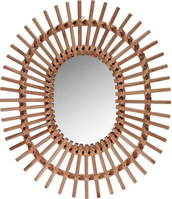 Produktbild von Vilde Wandspiegel | Dekospiegel BOHO mit Holzrahmen oval 57x49 cm