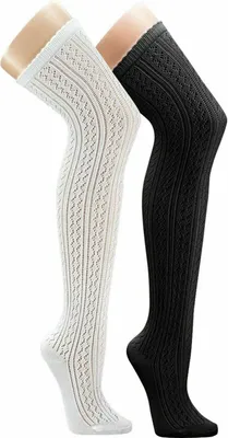 Produktbild von 1 Paar Trachtenstrümpfe Landhaus Overknees Häkellook Dirndl Wiesn Oktoberfest weiß Einheitsgröße