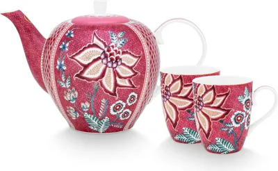 Produktbild von PIP STUDIO Flower Festival Teeset large dark pink Set3