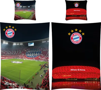 Produktbild von FC Bayern München Bettwäsche Allianz Arena 135x200cm / 80x80cm Linon / Renforcé