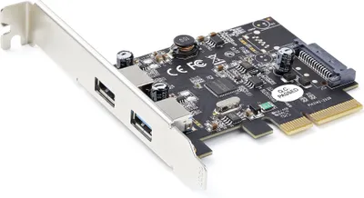 Obrázok produktu pre StarTech.com PEXUSB312A3, Pcie, USB 3.2 Gen 2 (3.1 Gen 2), Plná výška / nízky profil, PCIe 3.0, SATA 15-pin, Čierna