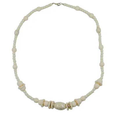 Produktbild von Kette Kunststoffperlen cremefarben goldfarben 70cm creme 70 cm