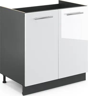 Produktbild von Spülenunterschrank Vicco Fame-Line Weiß Hochglanz 80 cm ohne Arbeitsplatte, Model 35536