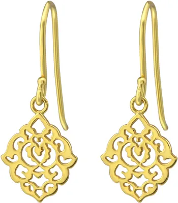 Produktbild von Ohrringe 925 Sterling Silber vergoldet Ohrhaken mit Blumenmuster Material - Silber vergoldet