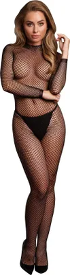 Obrázok produktu pre Bodystocking so sieovanou truktrou, otvorenm rozkrokom a korytnam vstrihom.