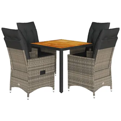 Produktbild von vidaXL 5-tlg. Garten-Essgruppe mit Kissen Grau Poly Rattan