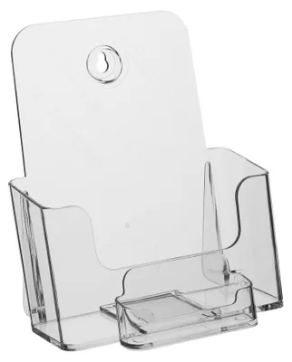 Produktbild von DIN A5 Prospektständer Hochformat Flyerhalter Prospekthalter mit Visitenkartenfach transparent
