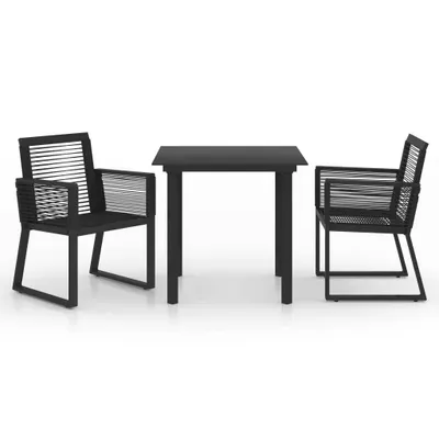 Image de vidaXL Ensemble de jardin 3 pièces PVC rotin noir