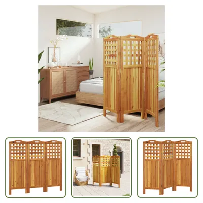 Image de The Living Store Paravent 3 pièces Paravent 121,5x2x115 cm bois massif acacia