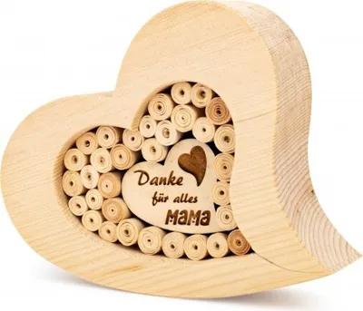 Produktbild von Zirbenherz Danke Mama mit Zirbenrollen 14cm