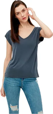 Produktbild von Pieces Kamala Kurzarm-t-shirt Mit V-ausschnitt Blau XS Frau Blau XS
