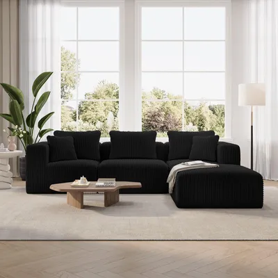 Produktbild von Novilla Modulares 4 Sitzer Ecksofa L Form 270cm Cord Ohne Montage Federkern