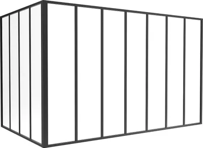Produktbild von Eck-Innenfenster aus pulverbeschichtetem Aluminium Schwarz 210 x 120 x 130 cm (B x T x H) – BAYVIEW