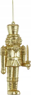 Produktbild von Weihnachtsbaumschmuck Nussknacker aus Kunststoff, gold, 12 cm, Christbaumanhänger, 1 Stück