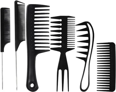 Imagen del producto de Peines de dientes anchos, paquete de 6 unidades, antistáticos, para diferentes tipos de cabello